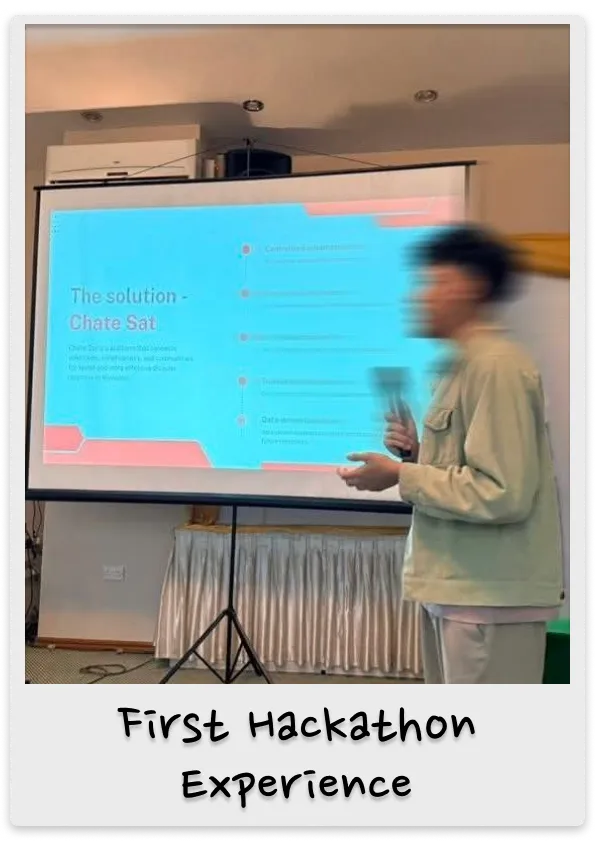 Me Pitching at Hackathon Rehearsal